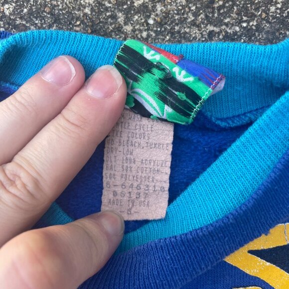 VTG 90s Major Moves Blue Quilted Long Sleeve Basketball Kids Short Sz 6 - Picture 6 of 8